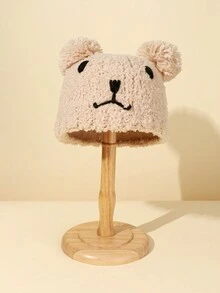 1 Miếng Của phụ nữ Mùa Thu /đông Dày Dệt kim ấm Mũ Với Teddy Tai gấu Thiết kế - Màu Khaki - Xem 2