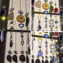 1/6pcs Crystal Suncatcher Sun Catchers Indoor Window Hanging Sun Catchers With Crystals Light Catcher With Prisms And Agate Slices For Indoor Outdoor Home Garden Wedding Decorations
