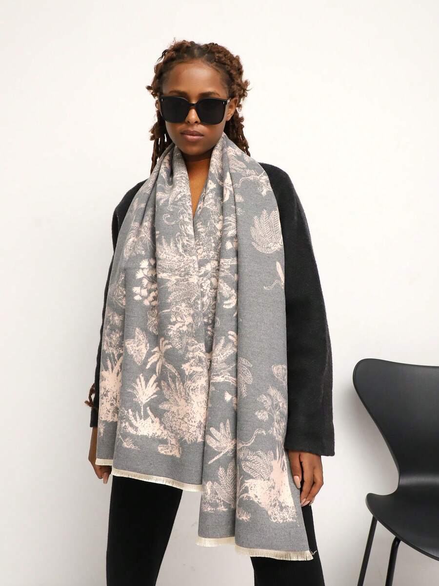 1 Miếng Của phụ nữ Cây dừa Phong cách mùa đông Cashmere Khăn choàng khăn , Hoàn hảo Đối với Mặc hàng ngày - Màu Hồng baby - Xem 1