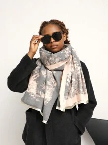 1 Miếng Của phụ nữ Cây dừa Phong cách mùa đông Cashmere Khăn choàng khăn , Hoàn hảo Đối với Mặc hàng ngày - Màu Hồng baby - Xem 2