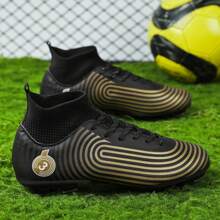 1雙戶外男足球鞋,配有ag抗滑釘,專業足球訓練比賽專用,男女皆宜(輕量級) - 黑色 - 查看 3