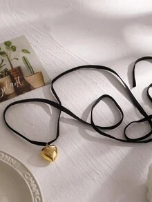 Châu Âu và Châu Mỹ Xuyên biên giới Giáng sinh Theo chủ đề Có thể điều chỉnh Nhung Vòng cổ choker Với Bowknot Và Mặt dây chuyền trái tim Đối với phụ nữ - Ngôi sao - Xem 6