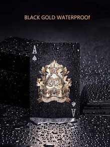 1套黑色撲克牌,酷炫箔牌,防水撲克牌和附盒的撲克牌套裝 - 黑色 - 查看 8