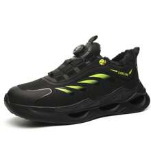 無鞋帶和保護功能的工作鞋,具有防砸、防刺和保暖功能 - 綠色 - 查看 3