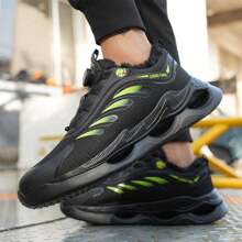 無鞋帶和保護功能的工作鞋,具有防砸、防刺和保暖功能 - 綠色 - 查看 6