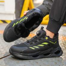 無鞋帶和保護功能的工作鞋,具有防砸、防刺和保暖功能 - 綠色 - 查看 4