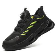 無鞋帶和保護功能的工作鞋,具有防砸、防刺和保暖功能 - 綠色 - 查看 2