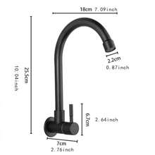 1 件廚房水槽冷水水龍頭,陽台水槽壁掛式不鏽鋼水龍頭,面盆,黑色 - 黑色 - 查看 6