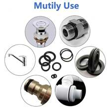 225pcs Rubber O-ring Sealing Washers, Oil-resistant O-ring Gaskets With Assorted Sizes - Black - View 11