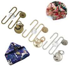 3pcs/Set Star And Moon Design Diy Wallet Making Supplies, Including C-Shaped Clasp For Wallet, Lock For Card Holder And Coin Purse, 5cm Round Slider Clasp - Silver - View 1