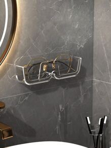 2 件眼鏡收納架,臥室床頭免打孔抗壓壁掛太陽眼鏡展示架,珠寶雜物收納收納架,適用於臥室梳妝台、梳妝台、免鑽孔眼鏡收納架、浴室壁掛式太陽眼鏡收納架（透明）