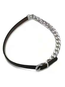 1 件女士黑色皮革頸鍊項鍊,性感鎖定項圈鏈首飾,適合您的頸部 - 黑色 - 查看 6