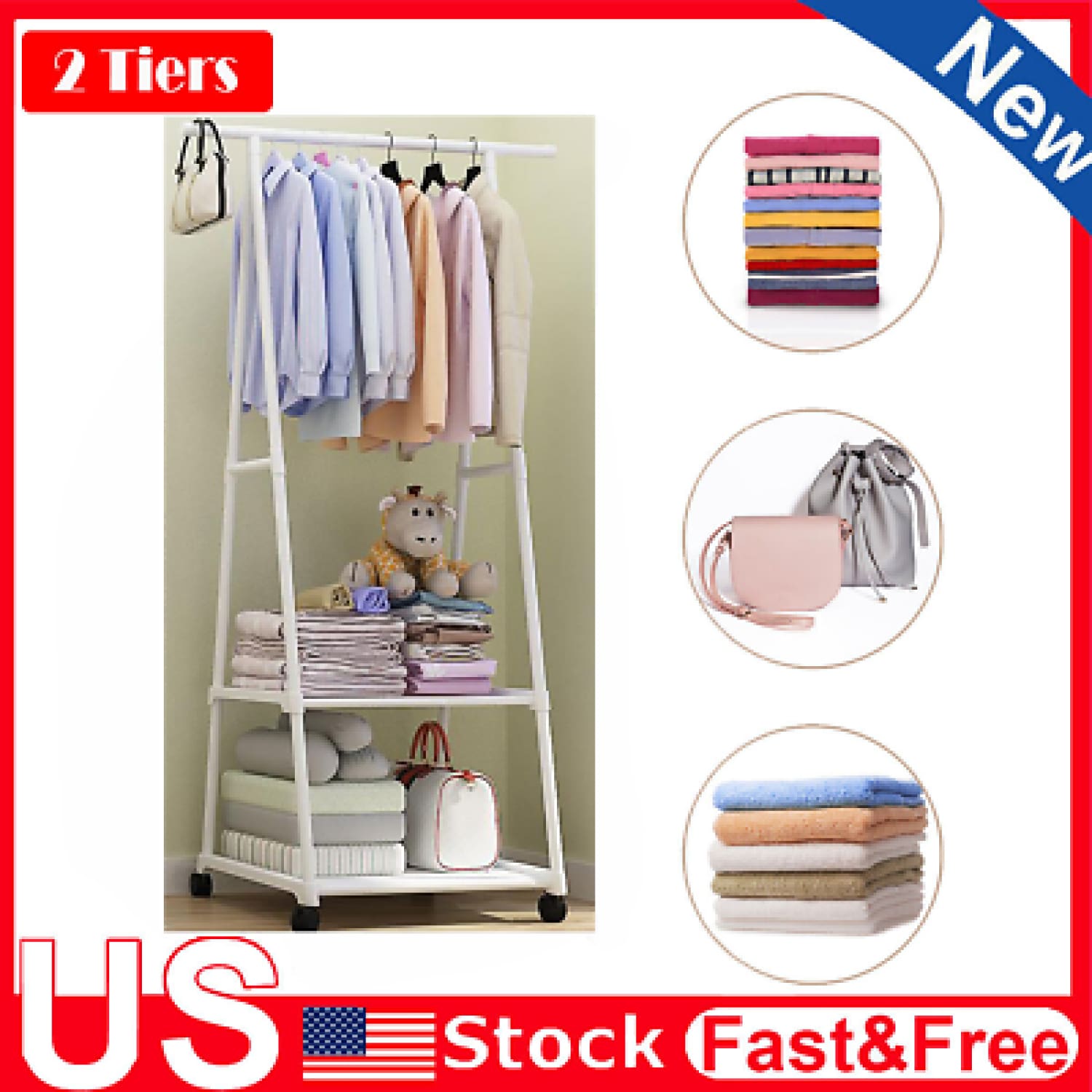 Garment Hanger Clothes Rack Heavy Duty Wardrobe Storage Stand Closet ...