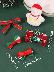 5入組可愛的聖誕主題鹿角和雪人造型毛絨馴鹿夾,不傷頭髮,適合女孩