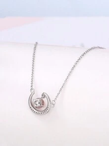 HOTNICE 1 Pieza Collar De Colgante De Cristal De Fresa En Forma De Luna Con Tarjeta Y Caja De Regalo - rosa - Ver 4