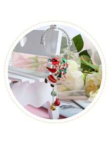 新品聖誕節及新年吊墜 - 節日設計鏈條和絲帶編織鐘形項鍊,長鏈帶聖誕老人帽和禮品蝴蝶結和鐘形吊墜項鍊,聖誕手鍊(1 件)