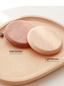 1 pieza Espejo de maquillaje redondo de madera, espejo portátil de bolso para mujeres, 2 opciones de color - Marrón - Ver 3