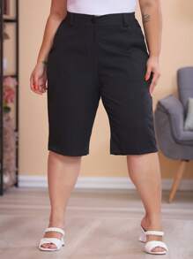 Plus Size Shorts - màu đen - Xem 7