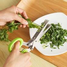 5-layer Stainless Steel Scissors, Multi-function Seaweed & Auxiliary Food Scissors, Kitchen Food Shredder - Apricot - View 3