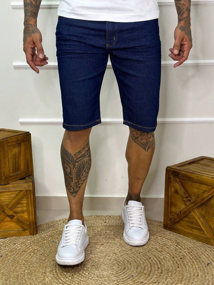 Men Denim Shorts - Rửa tối - Xem 1