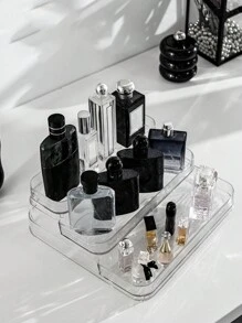 1 件/豪華透明 3 層梳妝台化妝品收納架,多層梯形收納盒,用於化妝展示、口紅、香水飾品展示收納盒 - 無色 - 查看 5