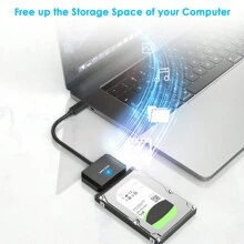 USB C To SATA III Hard Drive Adapter Cable, SATA To USB C 5Gbps Converter, External Hard Drive Connector For 2.5"/3.5" HDD/SSD Up To 18TB, Power Adapter Included - Black - View 7