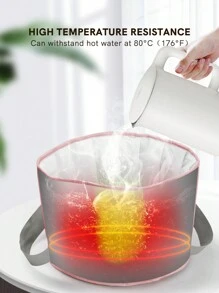 1 Túi Ngâm Chân Có Thể Gấp Gọn Di Động Có Tay Cầm Để Làm Móng Chân, Ngoài Trời Và Du Lịch, Màu Hồng - Hồng - Xem 5