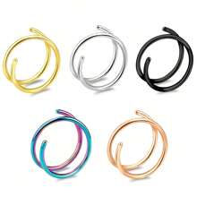 5 st. 20G Dubbel Ring Näsring För Singel Genomträngande Näsringar Ringar Dubbel Näsringar För kvinnor Spiral Näsring Ring För kvinnor Näspiercing Smycke - Stil 1 - Visa 1