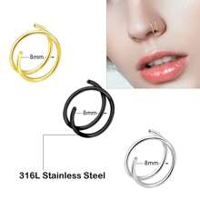5 st. 20G Dubbel Ring Näsring För Singel Genomträngande Näsringar Ringar Dubbel Näsringar För kvinnor Spiral Näsring Ring För kvinnor Näspiercing Smycke - Stil 1 - Visa 2
