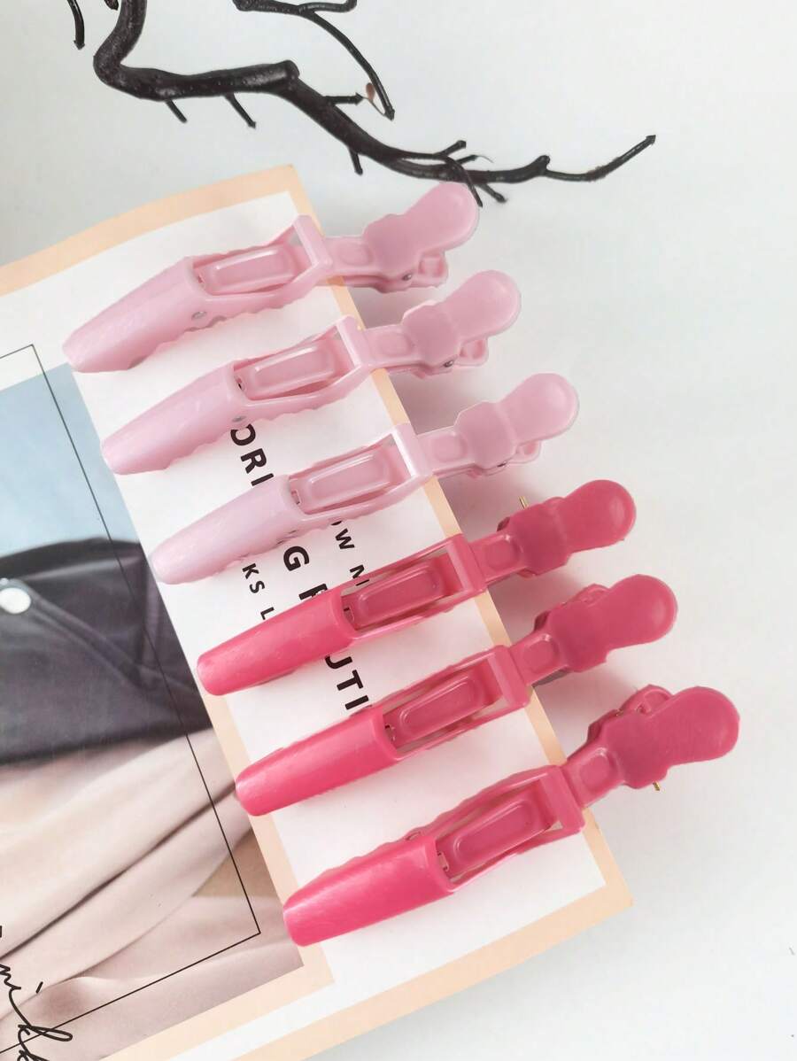 6pcs  Alligator Styling Sectioning Hair Clips Hair Accessories Tools - Pink - View 1