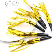 6 件裝黑棒和金流蘇吹龍哨子,創意兒童玩具和派對慶祝歡呼道具 - 金色 - 查看 5