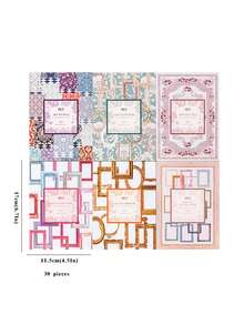 CANDY POETRY 30張輕量紙質紙墊,巴洛克王國系列,復古花卉剪貼簿裝飾紙