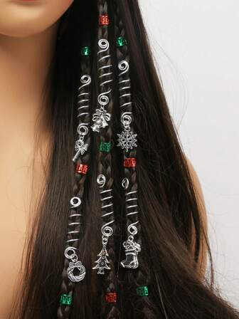 26pcs Christmas Mixed Two Tone Wavy Hair Ties With Various Patterns, Hair Accessories For Women & Girls