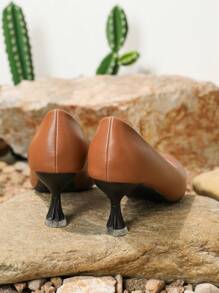 Của phụ nữ Cao gót , Gầy Giày cao gót , Mới Mùa Xuân Và Mùa thu Phong cách , Thanh lịch & Thoải mái Da bằng sáng chế Màu Khỏa thân Giày nữ Baotou Với Đế mềm & Pointed Toe - trái cam - Xem 5