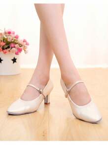 女式拉丁舞鞋 白色女士探戈爵士現代舞練習舞鞋 軟底5厘米高跟涼鞋35-42號 - 白色 - 查看 5