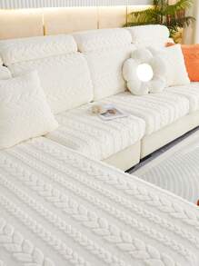 1 件冬季加厚保暖柔软法兰绒提花毛绒沙发座垫套，柔软亲肤防宠物尘弹性沙发套，冬季羊毛防刮 1/2/3/4 座沙发套，适用于 L 型沙发和 1/2/3/4 座沙发（单独出售） - 米色 - 查看 6