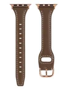 1PC Woman's Gray-Brown Soft Small Waist Reverse Leather Strap, Smart Strap, Compatible With S10/9/8/7/6/5/4/3/2/1 Compatible Watch Band 38/40/41mm 42mm 44/45/46/49mm Niche New Thin Watch Strap - Dark Grey - View 7