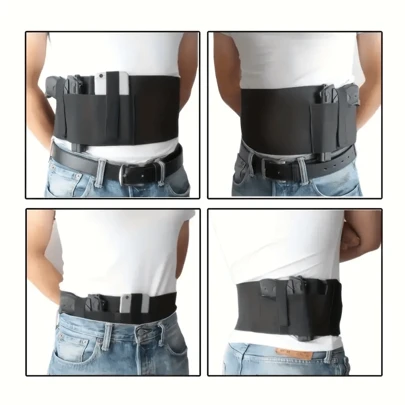 1 pieza Ultimate Belly Band Gun Holster - un sostén de pistola oculto para llevar en la cintura adecuado para hombres y mujeres, compatible con pistolas como Ruger, Smith & Wesson M&P 40 Shield Bodyguard, SIG SAUER, Beretta, 1911, Smith & Wesson Shield y otras. Funciona como un soporte para pistola, cubierta de arma, funda de arma.