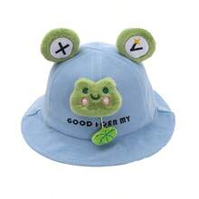 1入嬰兒個性化款式青蛙圓頂漁夫帽，韓式多功能兒童2-6歲盆帽，適用於秋冬季節，作為嬰兒禮物 - 藍色 - 查看 7