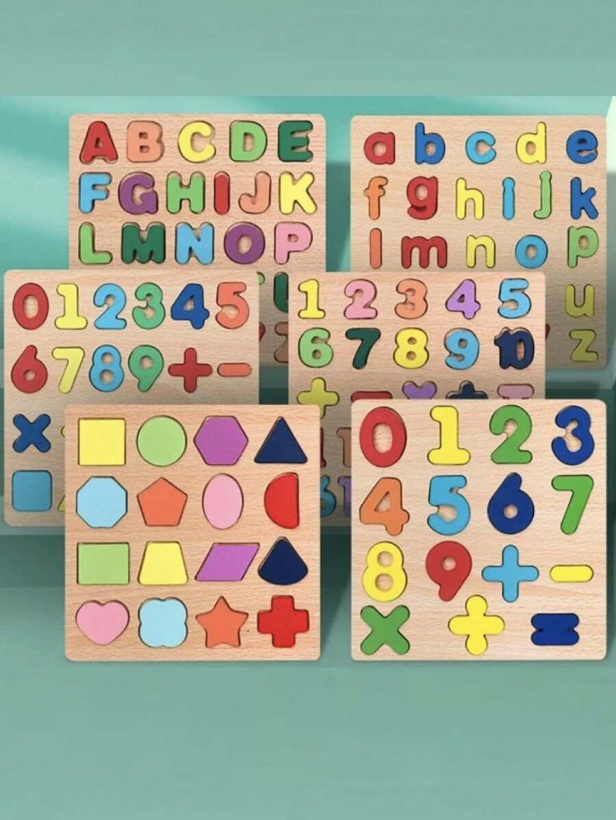 Rompecabezas Números Y Signos De Madera Didáctico Aprender Tablero Juguete Infantil Aprendizaje Temprano Cognición, Cerebro Entrenamiento al Azar - Beis - Ver 1