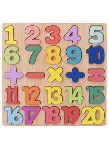 Rompecabezas Números Y Signos De Madera Didáctico Aprender Tablero Juguete Infantil Aprendizaje Temprano Cognición, Cerebro Entrenamiento al Azar - Beis - Ver 4