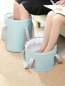1pc Portable Foldable Foot Soaking Tub And Washing Bag - Blue - View 5