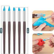 5 Pieces/set Of Silicone Pens, Stippling Techniques, Nail Art, Pottery Clay, Diy Carving And Engraving Tools - Hot Pink - View 2