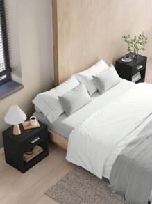 VASAGLE Nachttisch, 2er Set, Beistelltisch, mit Schublade, Griff, offenes Fach, Couchtisch, für Schlafzimmer, Wohnzimmer - Schwarz - Übersicht 3