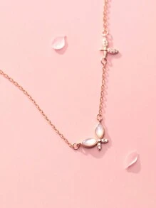 BALMORA 1入款精美且耐汗925純銀貝殼雙蝴蝶項鍊,適用於女士,女孩,學生的聖誕禮物,專設高級感甜美仙女鎖骨鏈飾,適合作為女孩/女性/女友/母親的禮物 - 玫瑰金 - 查看 3