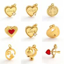 1個銅鍍18k金時尚個性化字母細節箭穿心吊墜,diy珠寶製作配件,適用於手鍊,項鍊,耳環等 - 彩色 - 查看 1