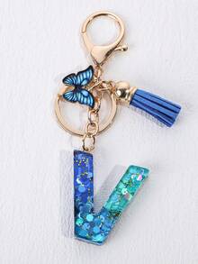 1 Miếng Long lanh Bướm & Chữ cái Trang trí Móc chìa khóa - Nhiều màu - Xem 3