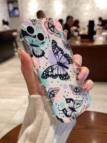 1 Miếng Trong suốt Chống sốc iPhone Loạt Loại vỏ Với Khối màu & Hình Bướm Và Cạnh lượn sóng - Trong sáng - Xem 2