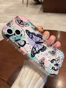 1 Miếng Trong suốt Chống sốc iPhone Loạt Loại vỏ Với Khối màu & Hình Bướm Và Cạnh lượn sóng - Trong sáng - Xem 3