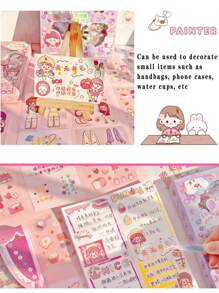 100入組可愛卡通日記貼紙,適用於裝飾杯子、手機殼、日記、筆盒等